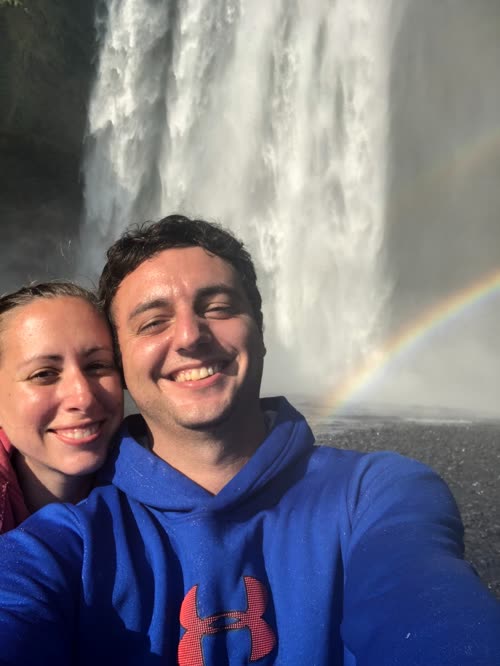 Brendan at a waterfall